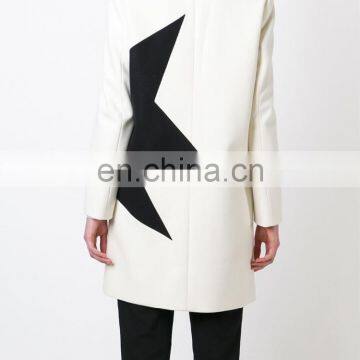 China Clothing Supplier Custom Female Wool Coat Notched Collar With Contrast Star Women's Coat photo-4