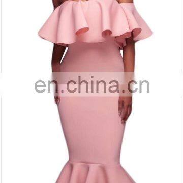 Women's Clothes Off The Shoulder Ruffle Evening Party Bodycon Mermaid Midi Dresses photo-5