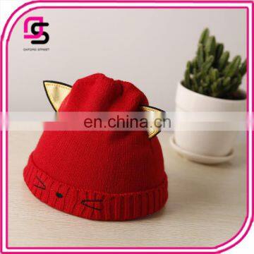 Hot selling cute design baby cap children knitted cap, ox horn cap