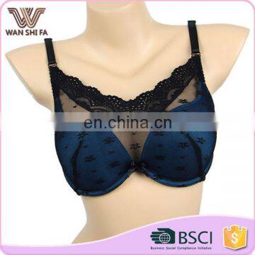 Anti-bacterial popular design lace classy nlon high quality mesh bra