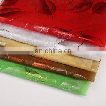 2015 Most Popular Chrildren Dress Material Leaves Bronzed Organza Flimsy Polyester Microfiber Fabric