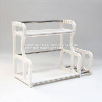 Hot Sell Plastic Storage, Plastic Shelf With Stainless Bar, Kitchen Storage Shelf photo-2