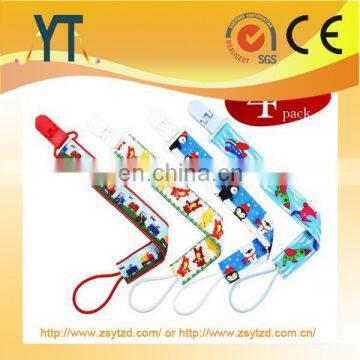 YT Manufacture Glow Skulls Pacifier Clip,100% Cotton Print Ribbon Stainless Steel Metal Baby Pacifier Clip photo-3