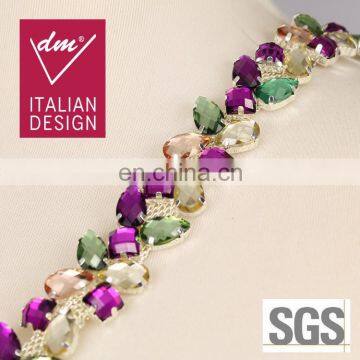 Colorful beaded rhinestone bridal trimmings chain