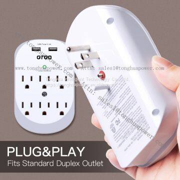 6 Outlets Surge Protector 2 USB Charging Port 5 V 2.4 A ETL Certified Wall Tap Wall Plate photo-3