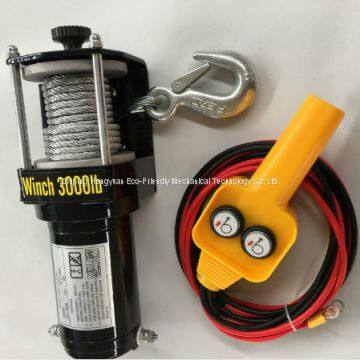 Car Winch for Auto and Self-help With 3000lbs and DC12V/24V and Wired Remote Control photo-2