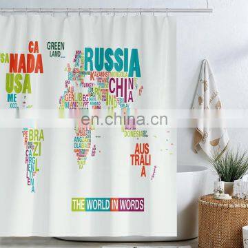 i@home bath waterproof world map fabric 3d shower curtain custom digital printing