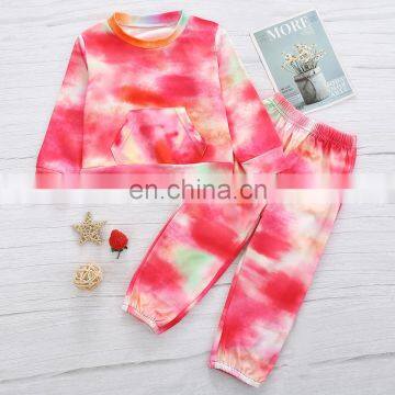 Spring and autumn suit for children  hot style tie-dye long sleeve blouse and trousers for children