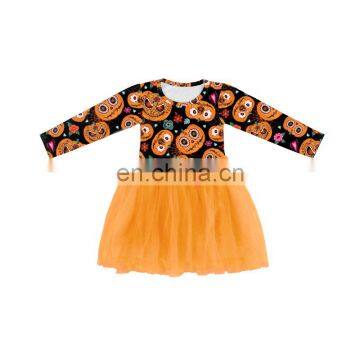 Hot Selling Item Fashion Tulle Orange Buffalo Pattern Dress Half Black Baby Girls Dress Dress for Baby Girl photo-6