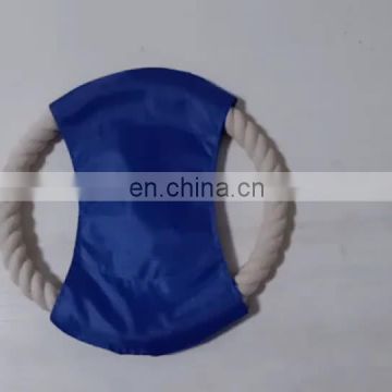 Customize LOGO dog training bite cotton rope round flying disc dog toys