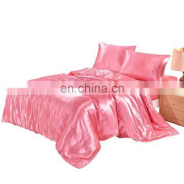 Satin Duvet Cover Set Light pink color Silky Microfiber Quilt Cover bedding set cover