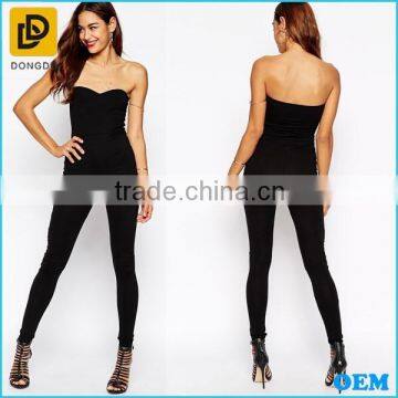 Newest style sweetheart neck design sexy women backless strapless jumpsuit 2016