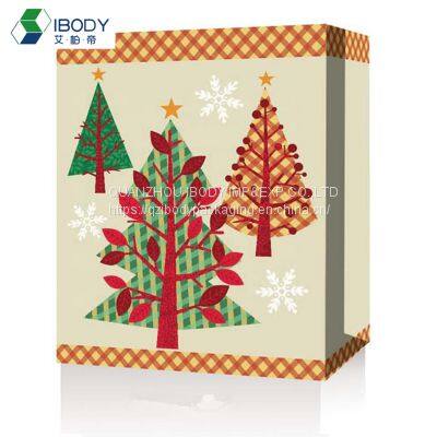 Custom recyclable white cardboard Christmas gift bag clothes shopping bag