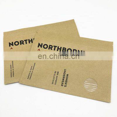 Matte Finish 3 Sided Coloured Seal Bag Recyclable Kraft Paper Bag for Women Underwear Packaging Flat Zip Lock Paper Bag Food PE photo-3