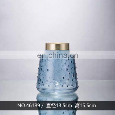 Top Quality Promotional Custom Blue Transparent Glass Vase Restaurant Home Decor Luxury Decoration photo-5