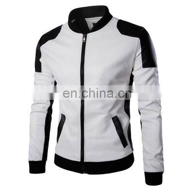 Autumn/Winter 2021 Men's White Pu Fashion Leather Jacket Outdoor Casual Slim Fitting Large-size