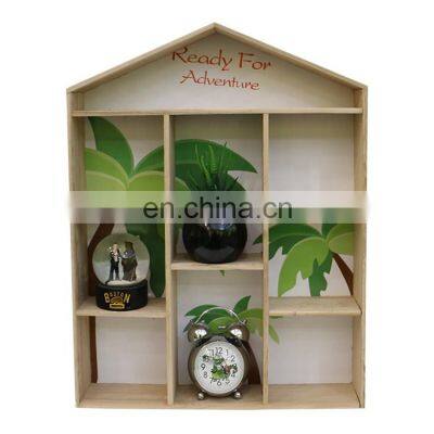 wholesale house shape wooden multi-layer wall mounted decor display rack shelf