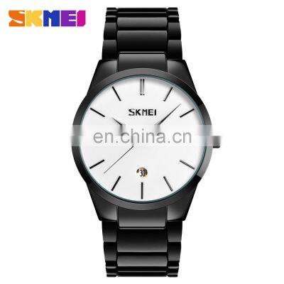SKMEI 9140 Mens Stainless Steel Metal Belt Current Watches Man Japan Quartz Calendar Watch Men Luxury photo-2