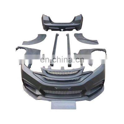 Runde Resin Material GK5 Style Front Bumper Rear Bumper Side Skirt Wheel Eyebrow Hood For 2014-2018 Honda FIT Body Kit