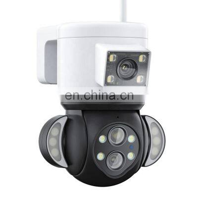 10X Zoom Camera WiFi 4MP Security Surveillance Linkage Floodlight Auto Tracking Multiple Lens Camera