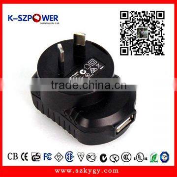 2016 F-series 6W K-120500 switching type power supply usb 12v 0.5a 6v1a 9v500ma ac dc usb wall charger with Australia plug