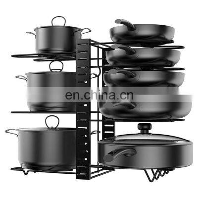 DIY 8 Tiers Kitchen Cabinet Pantry Pot Lid Holder Height Adjustable Pan and Pot Rack Organizer