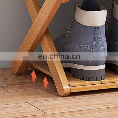 Folding Bamboo Shoe Rack Bench Shoe Shelves Plant Display Stand Storage Shoe Rack Cabinet Storage Holders & Racks photo-5