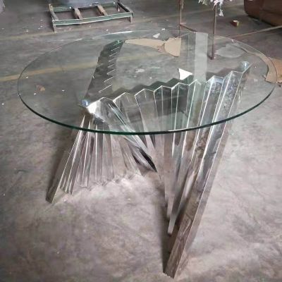 High quality wholesale dining table stainless steel glass top table