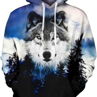 Unisex Cool 3D Fleece Liner Hoodies Upgrade Quality Pullover Novelty Print Sweatshirt With Front Pocket
