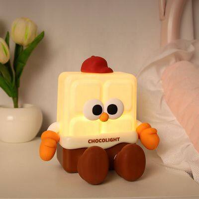 EGOGO Creative Silicone Chocolate Lamp Rechargeable LED Night Light for Kids as Bedroom Bedside Table Gift Idea for Baby