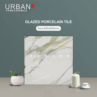 Luxury Hotel Golded 600X600mm Ceramic Non Slip Glazed Rustic Porcelain Floor Wall Tile