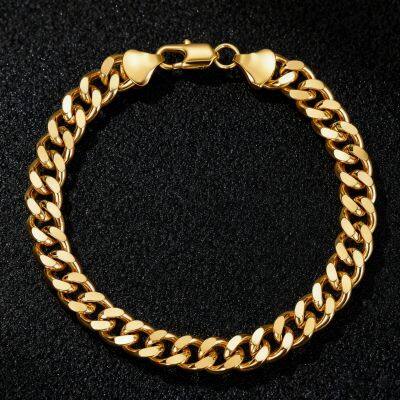 Gold Color Cuban Chain Bracelets for Men,6/8/10/12MM Stainless Steel Chain Link Wristband,Casual Hip Hop Male Jewelry Gift photo-4