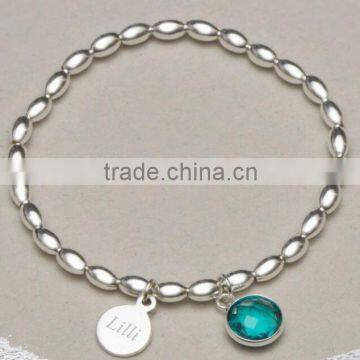 Fashion Stainless Steel Bead Bracelet, Personalised Birthstone Bracelet