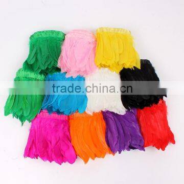 wholesale dyed feather strung goose feather fringe trimming