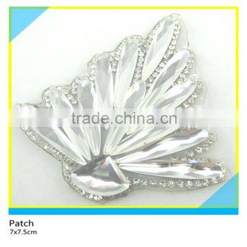 Hotfix Clear Rhinestone Trim Patch Iron on Shiny Glass Stone Applique 6x20cm