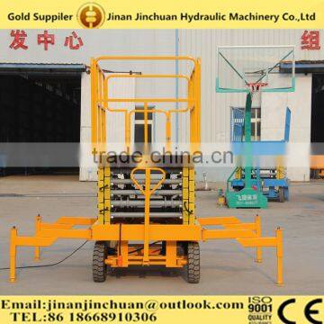 4 tyres mobile electric scissor lifting equipment with good price