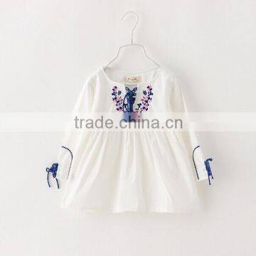 Plain Cotton Baby Dresses With Emboridery Floral