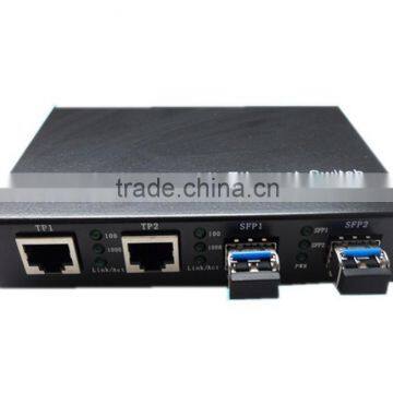 hot selling gigabit optical fiber switch 2 rj45 ports & 2sfp sockets