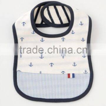 Japanese wholesale products high quality cute and new design reversible bibs for baby cute marine pattern