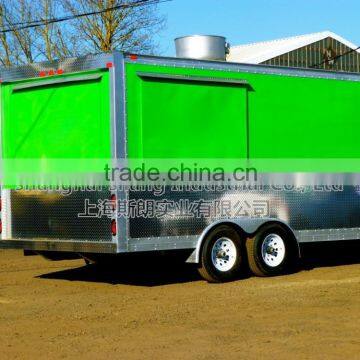Green Biaxial Food TruckMobile Kitchen Tail Gate Food Vending Concession Trailer photo-2