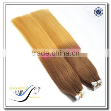 Wholesale grade 7a 100% human hair ombre color tape hair extensions