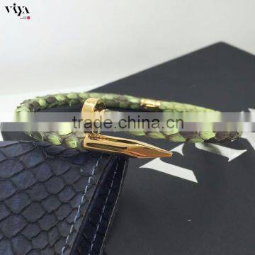 Top Designer Nail Design Bracelet With Real Python Skin Cover photo-2