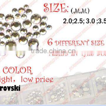 1440pcs 2-5mm SS4 Crystal non hot fix Flatback Rhinestone Nail Art Decoration glitter beads Wholesale 19818#006