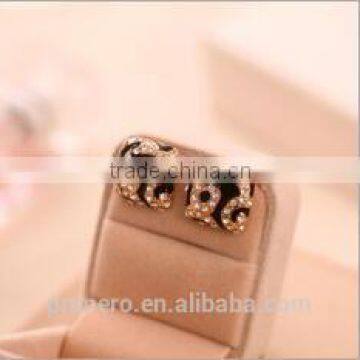 Fashion Leopard Print Crystal Triangle Square Gold Stud Earrings For Women Fancy Design photo-2