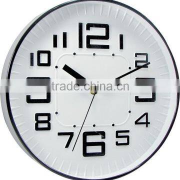 Round Wall Decorative Quartz Analog Clock with Regular Different Size Arabic Numbers Hour Markers