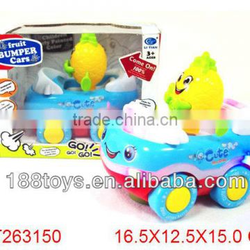 Cartoon B/O car with lights & music,funny fruit bumper car