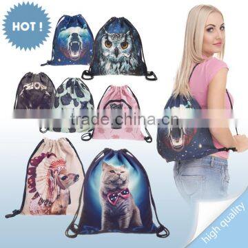 hot sale cheap 3d full printing nylon drawstring shoe bag