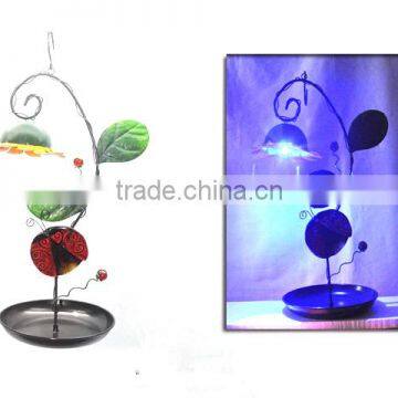 Wholesale Colorful Automatic Hanging Solar Light Bird Feeder With Stainless Steel Plate