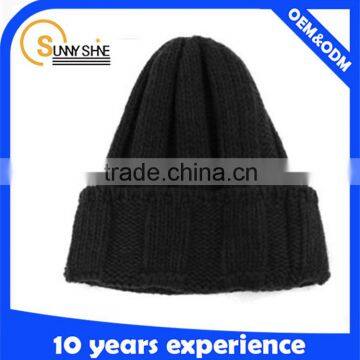 Cheap plain selling knitted beanie hat caps