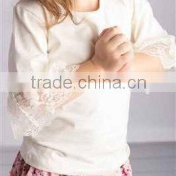 hot selling girls blank ruffle sleeve t shirt long sleeves shirt